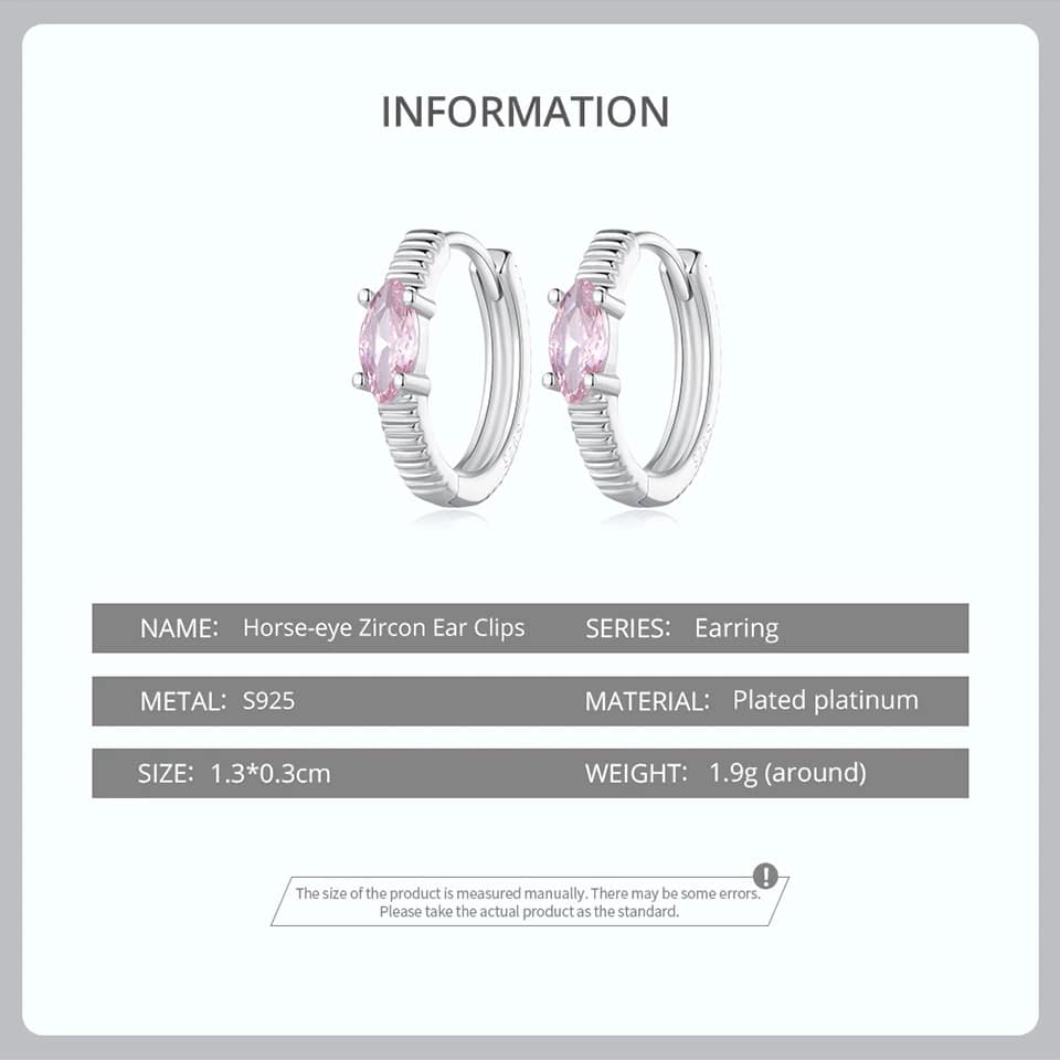 Pink Horse Eye Zircon Stripe Pattern Hoop Earrings | S925 Sterling Silver | Go Glam Girl 11 S925 Pink Horse Eye Zircon Stripe Pattern Hoop Earrings | Simple Earrings Collection | Go Glam Girl jewelry shop