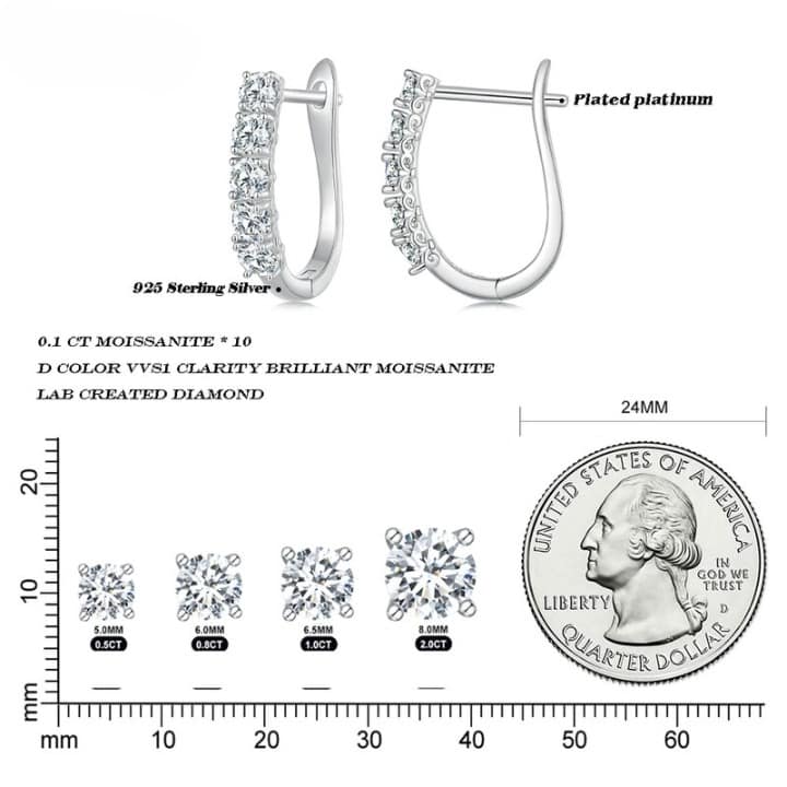 U-shaped Moissanite Hoop Earrings | S925 Sterling Silver | Go Glam Girl 14 S925 U-shaped Moissanite Hoop Earrings | Fine Jewelry | Go Glam Girl jewelry shop