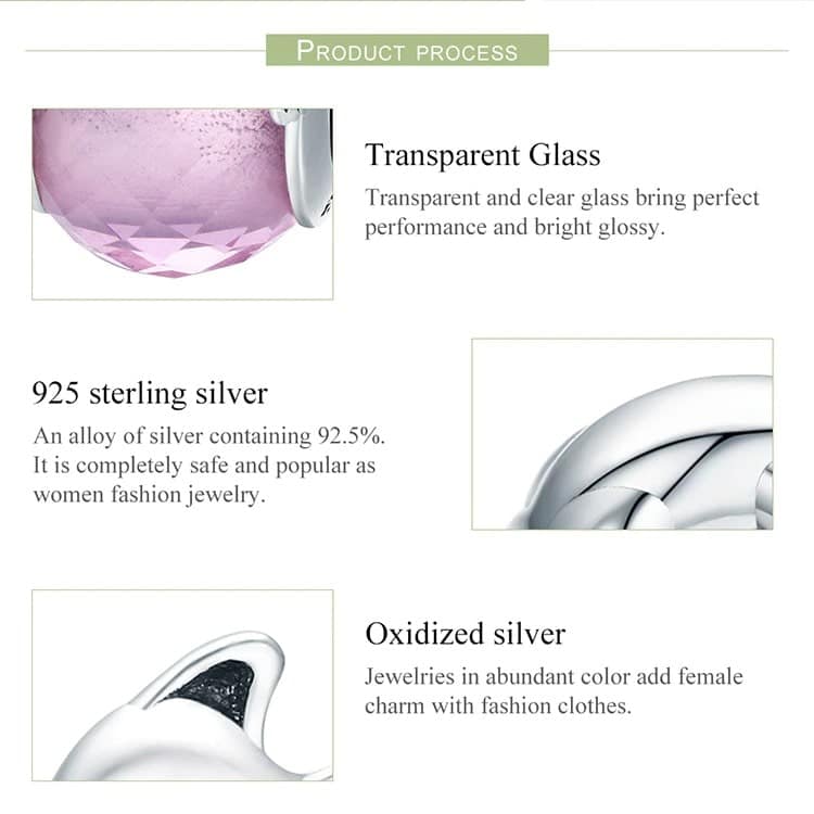 Cute Sleeping Cat on a Pink Glass Charm 7 S925 Cute Sleeping Cat on a Pink Glass Charm | Go Glam Girl jewelry shop