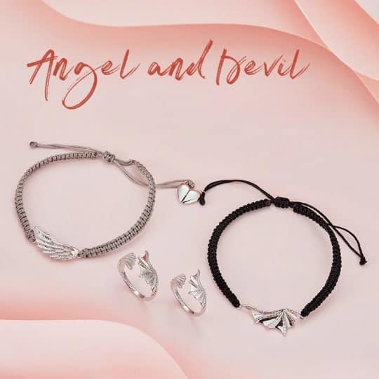 Angel Wing Rope Bracelet 8 Angel & Demon Lovers Collection | Go Glam Girl Jewelry shop