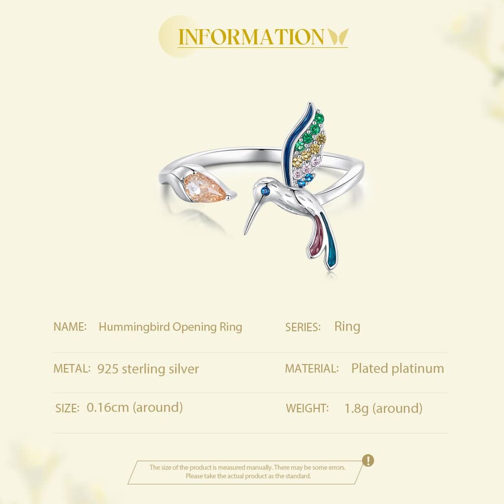 Colorful Hummingbird Ring | S925 Sterling Silver | Go Glam Girl 9 S925 Colorful Hummingbird Ring | Warm Spring Collection | Go Glam Girl jewelry shop