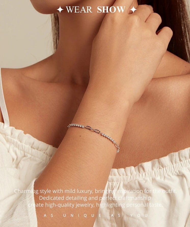 O-Chain Link Splice Tennis Bracelet | S925 Sterling Silver | Go Glam Girl 13 O-Chain Link Splice Tennis Bracelet | Go Glam Girl shop