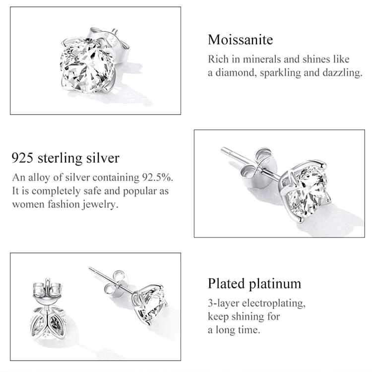 Classic Moissanite Stud Earrings | S925 Sterling Silver | Go Glam Girl 13 S925 Classic Moissanite Stud Earrings | Fine Jewelry | Go Glam Girl jewelry shop