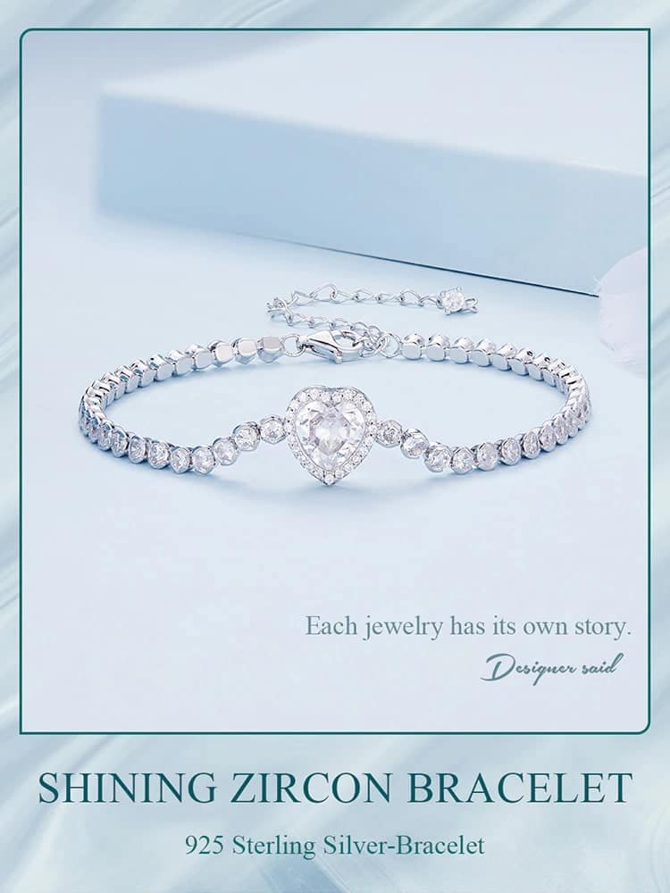 Heart Zircon Tennis Bracelet | S925 Sterling Silver | Go Glam Girl 8 Heart Zircon Tennis Bracelet | Go Glam Girl jewelry shop