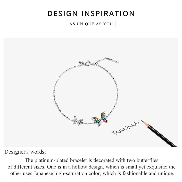 Delicate Butterflies Chain Bracelet | S925 Sterling Silver | Go Glam Girl 7 Delicate Butterflies Chain Bracelet | Go Glam Girl jewelry shop