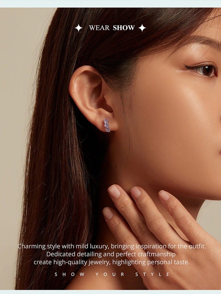 Purple Flower Zircon Hoop Earrings | S925 Sterling Silver | Go Glam Girl 10 Purple Flower Zircon Hoop Earrings | Go Glam Girl shop