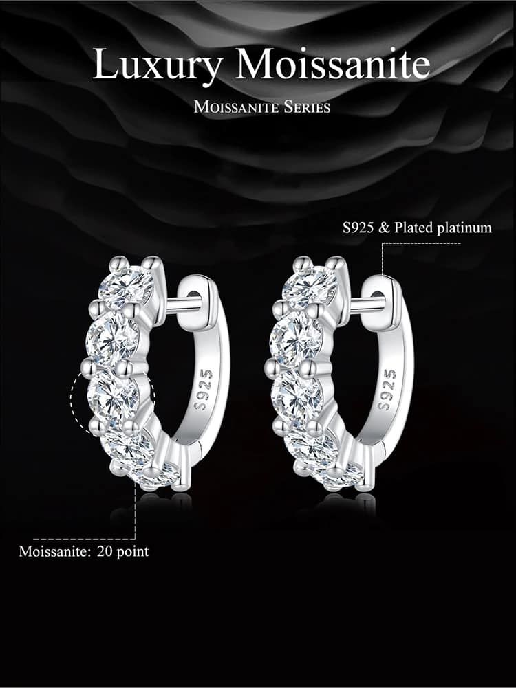 Classic Moissanite Hoop Earrings | S925 Sterling Silver | Go Glam Girl 9 S925 Classic Moissanite Hoop Earrings | Fine Jewelry | Go Glam Girl jewelry shop