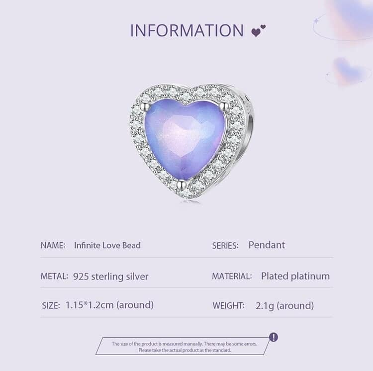 Infinity Heart Charm for Pandora Bracelet | Valentine's Day Gift | S925 Sterling Silver | Go Glam Girl 9 Infinity Heart Charm | Infinite Love Charms Collection | Go Glam Girl jewelry shop