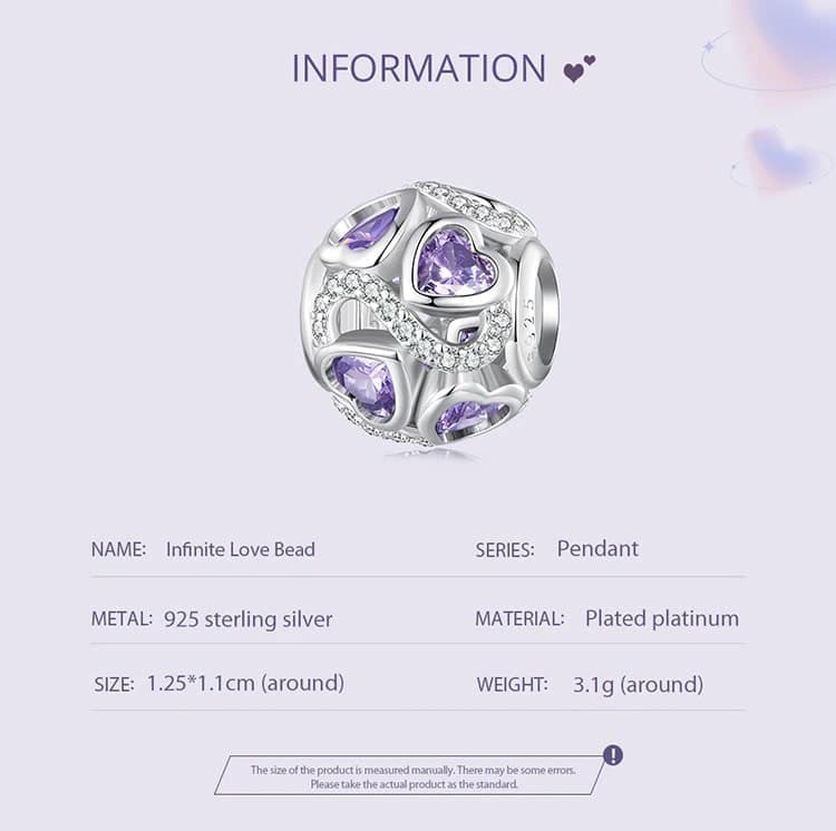 Infinite Love Charm for Pandora Bracelet | Valentine's Day Gift | S925 Sterling Silver | Go Glam Girl 10 Infinite Love Charm | Infinite Love Charms Collection | Go Glam Girl jewelry shop