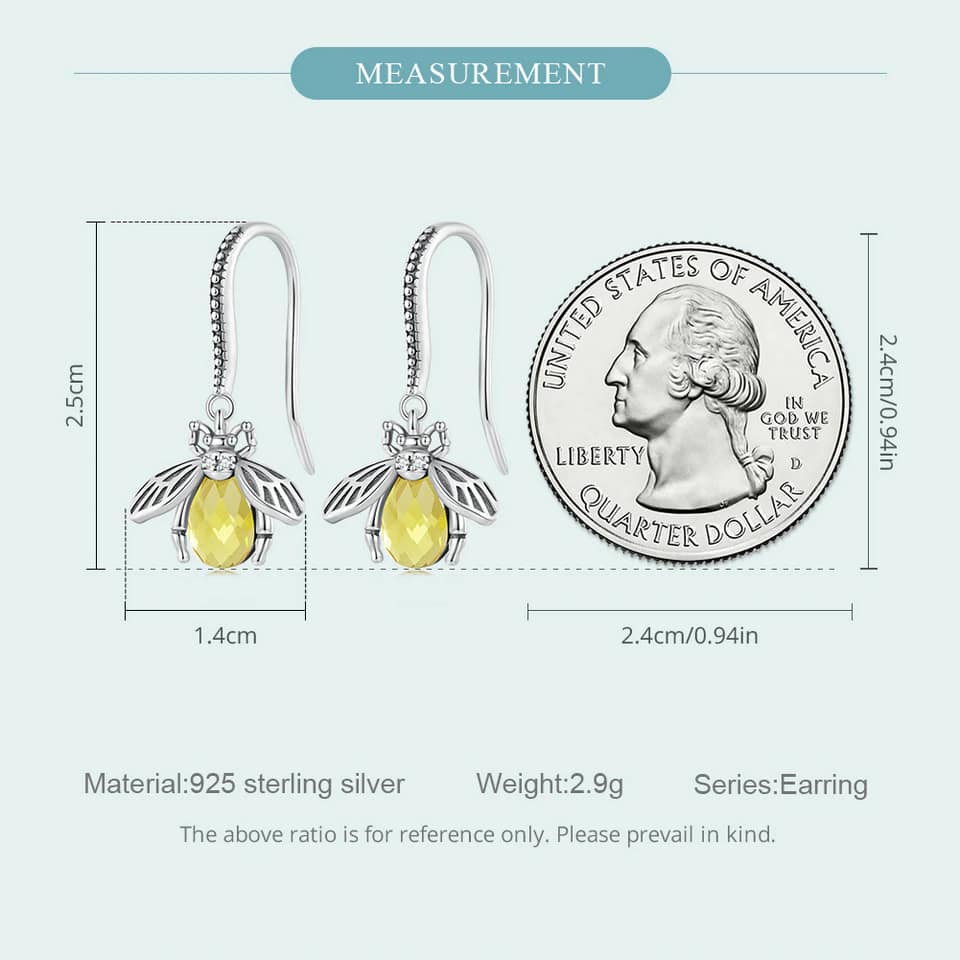 Honey Bee Drop Earrings | S925 Sterling Silver | Go Glam Girl 11 S925 Honey Bee Drop Earrings | Meet Luck Collection | Go Glam Girl jewelry shop