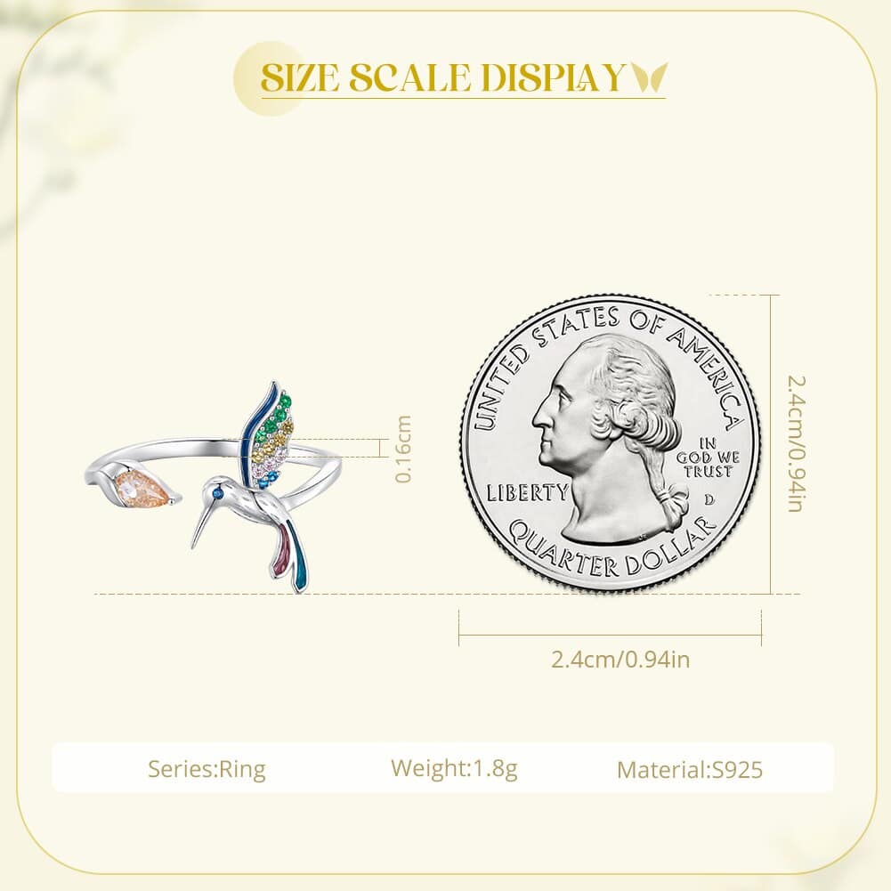Colorful Hummingbird Ring | S925 Sterling Silver | Go Glam Girl 10 S925 Colorful Hummingbird Ring | Warm Spring Collection | Go Glam Girl jewelry shop