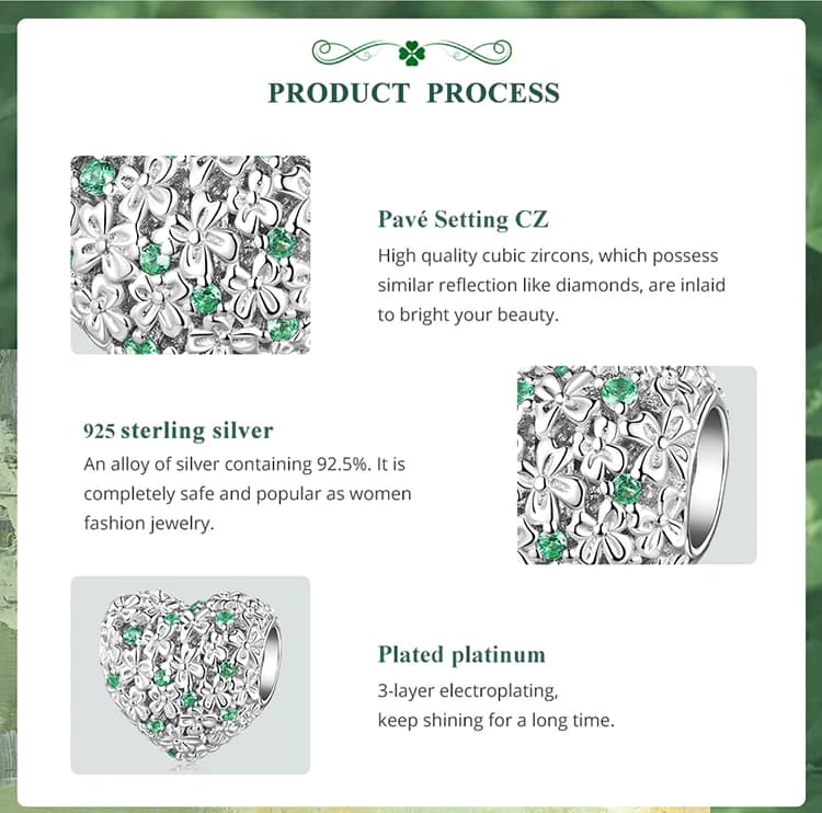 Lucky Heart Charm for Pandora Bracelet | S925 Sterling Silver | Go Glam Girl 14 S925 Lucky Heart Charm | Meet Luck Collection | Go Glam Girl jewelry shop