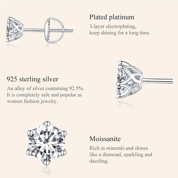 Classic Moissanite Stud Earrings 4 13 S925 Classic Moissanite Stud Earrings | Fine Jewelry | Go Glam Girl jewelry shop