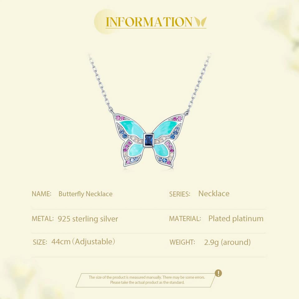 Colorful Butterfly Necklace | S925 Sterling Silver | Go Glam Girl 13 S925 Colorful Butterfly Necklace | Warm Spring Collection | Go Glam Girl jewelry shop