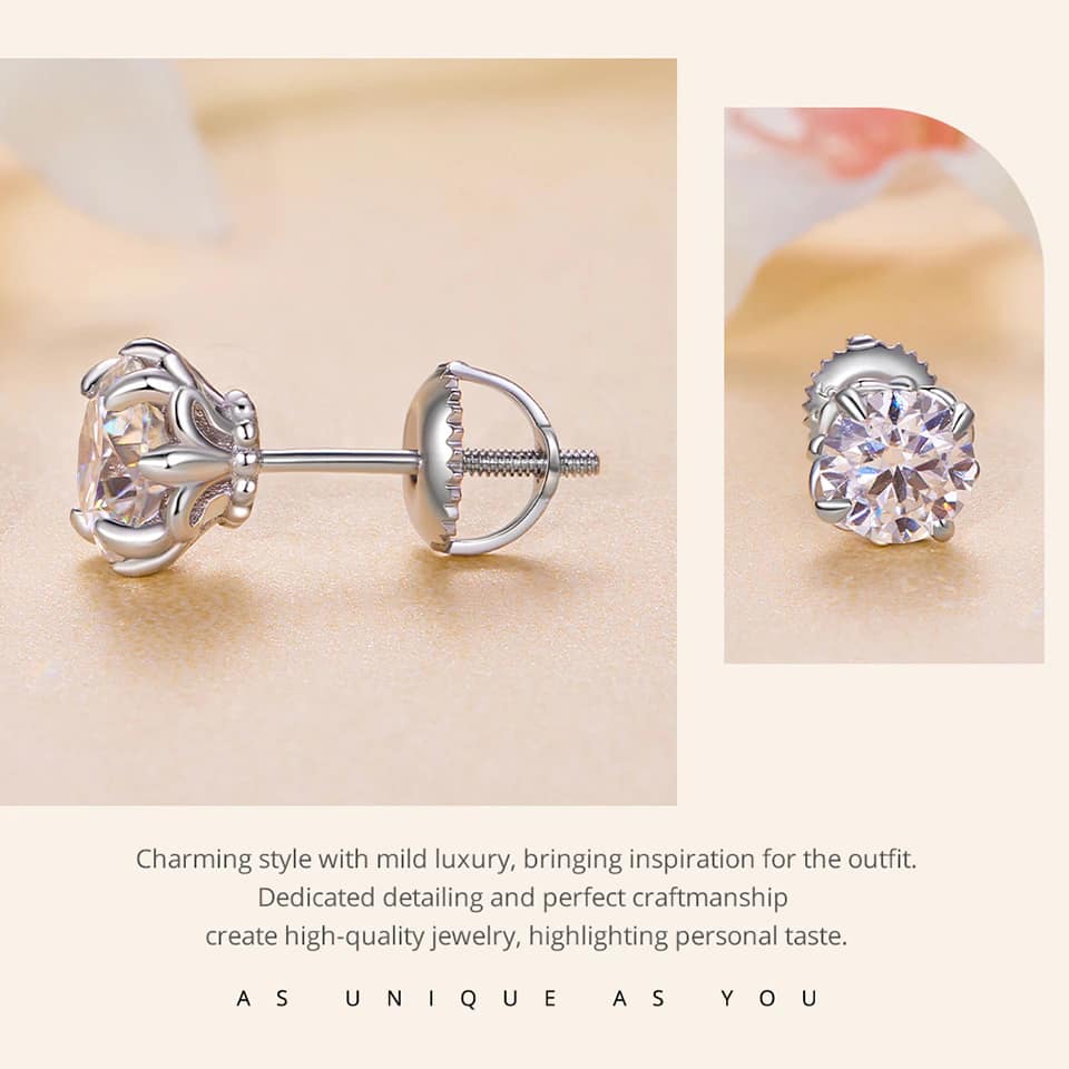 Classic Moissanite Stud Earrings 2 | S925 Sterling Silver | Go Glam Girl 15 S925 Classic Moissanite Stud Earrings | Fine Jewelry | Go Glam Girl jewelry shop