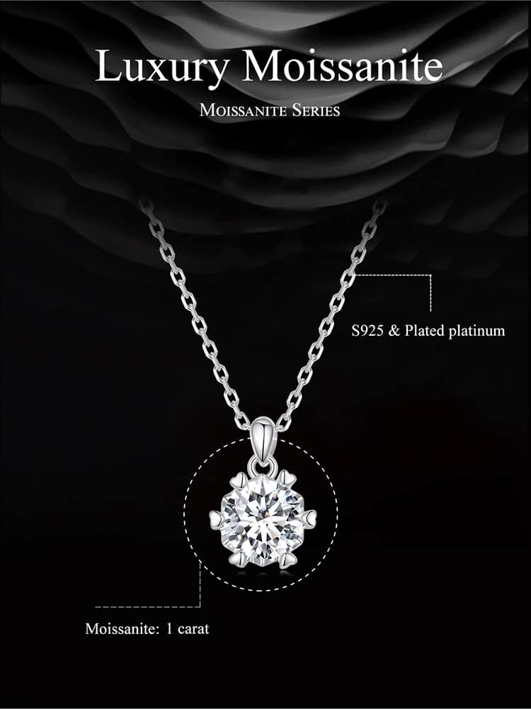 Elegant Classic Moissanite Necklace | S925 Sterling Silver | Go Glam Girl 15 S925 Elegant Classic Moissanite Necklace | Fine Jewelry | Go Glam Girl jewelry shop
