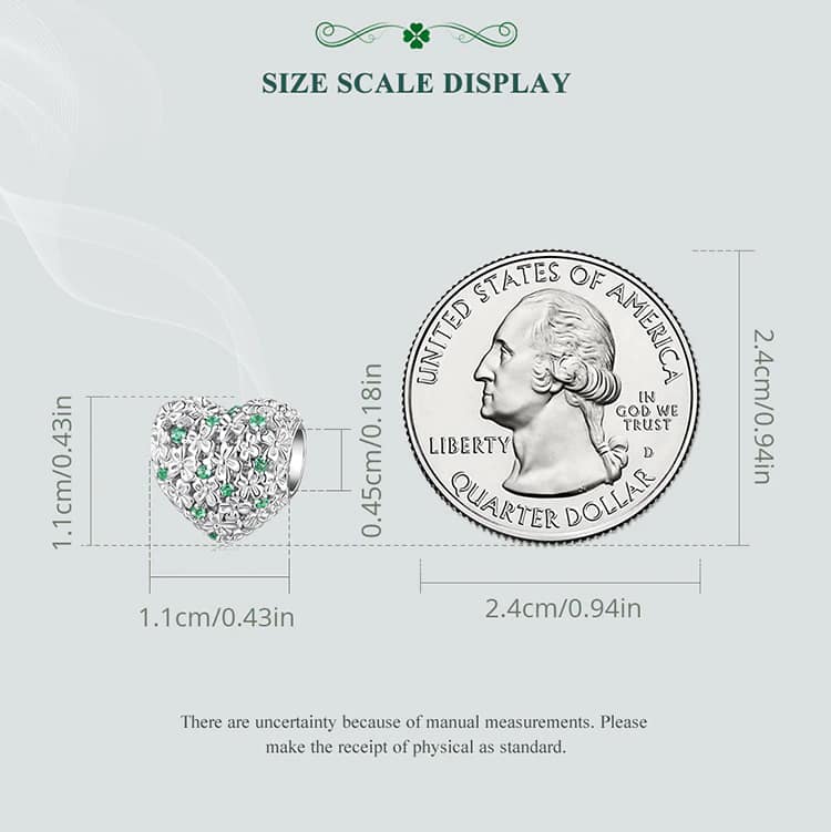 Lucky Heart Charm for Pandora Bracelet | S925 Sterling Silver | Go Glam Girl 13 S925 Lucky Heart Charm | Meet Luck Collection | Go Glam Girl jewelry shop