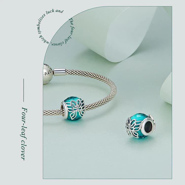 Butterfly on a Green Glass Charm for Pandora Bracelet | S925 Sterling Silver | Go Glam Girl 15 S925 Butterfly on a Green Glass Charm | Meet Luck Collection | Go Glam Girl jewelry shop
