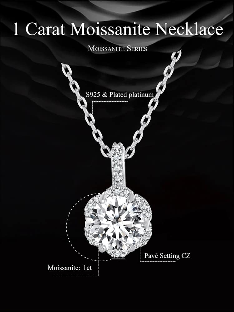 Shiny Moissanite Necklace | S925 Sterling Silver | Go Glam Girl 18 S925 Shiny Moissanite Necklace | Fine Jewelry | Go Glam Girl jewelry shop