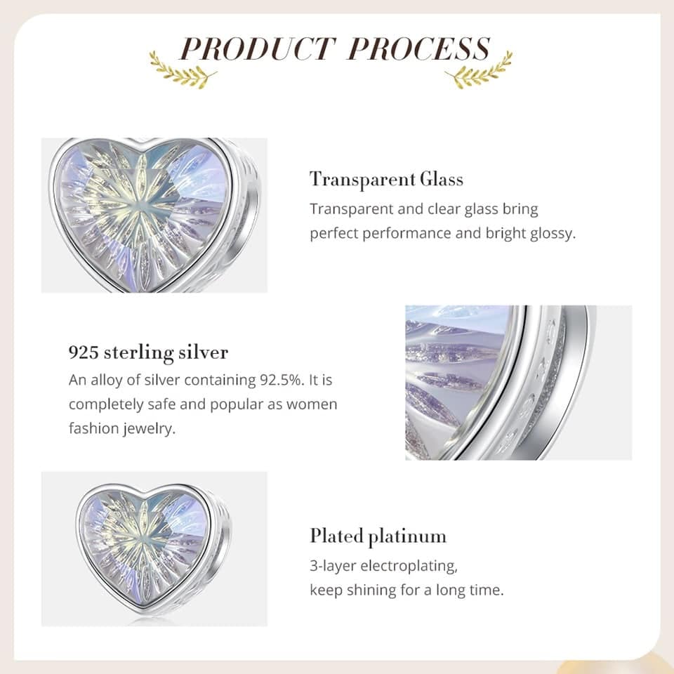 Shining Heart Charm for Pandora Bracelet | Wedding Day Gift | S925 Sterling Silver | Go Glam Girl 10 Shining Heart Charm | Wedding Series | Go Glam Girl jewelry shop