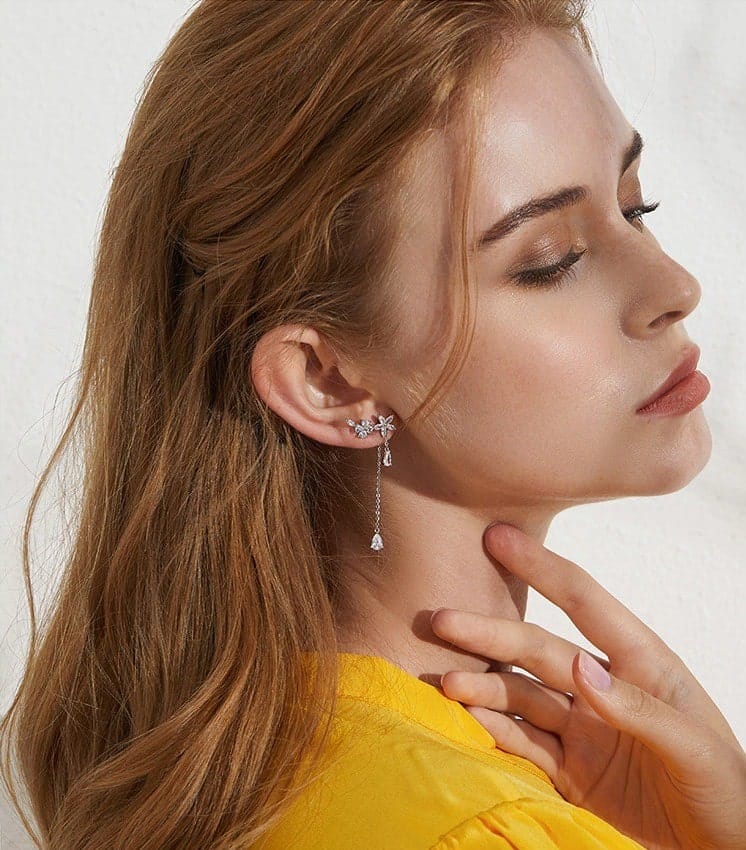 Flower Zircon Dangle Earrings 12 Flower Zircon Dangle Earrings | Go Glam Girl shop