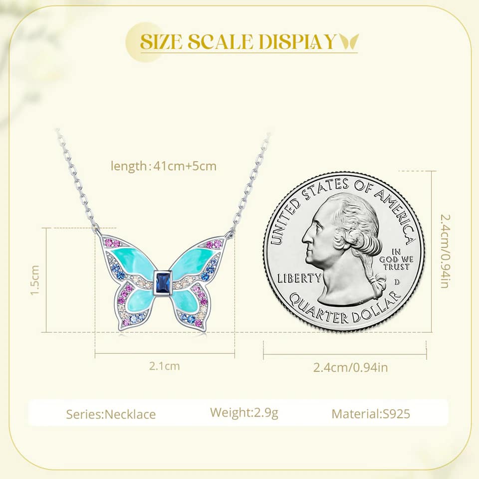 Colorful Butterfly Necklace | S925 Sterling Silver | Go Glam Girl 14 S925 Colorful Butterfly Necklace | Warm Spring Collection | Go Glam Girl jewelry shop