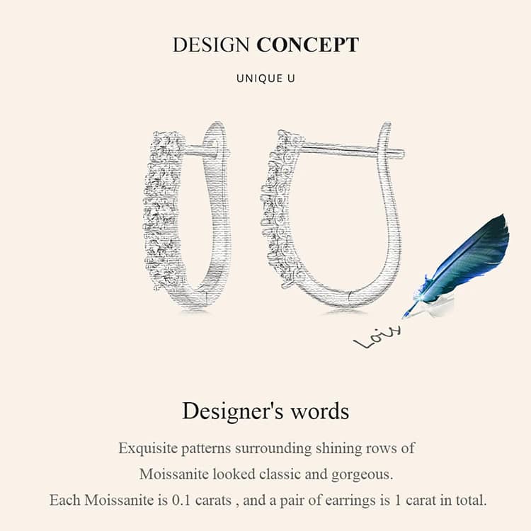 U-shaped Moissanite Hoop Earrings | S925 Sterling Silver | Go Glam Girl 10 S925 U-shaped Moissanite Hoop Earrings | Fine Jewelry | Go Glam Girl jewelry shop