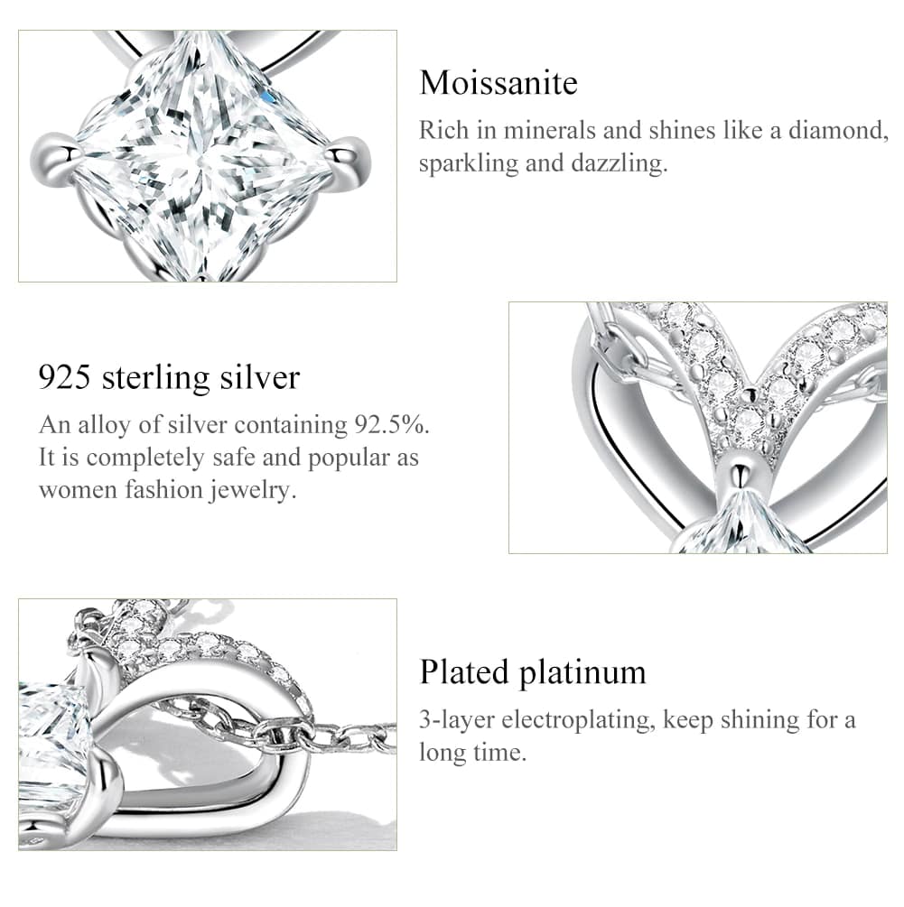 Romantic Moissanite Heart Necklace | S925 Sterling Silver | Go Glam Girl 16 S925 Romantic Moissanite Heart Necklace | Fine Jewelry | Go Glam Girl jewelry shop