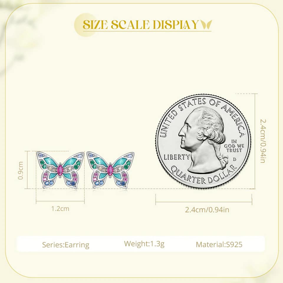 Colorful Butterfly Stud Earrings | S925 Sterling Silver | Go Glam Girl 13 S925 Colorful Butterfly Stud Earrings | Warm Spring Collection | Go Glam Girl jewelry shop