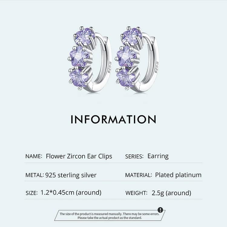 Purple Flower Zircon Hoop Earrings | S925 Sterling Silver | Go Glam Girl 8 Purple Flower Zircon Hoop Earrings | Go Glam Girl shop