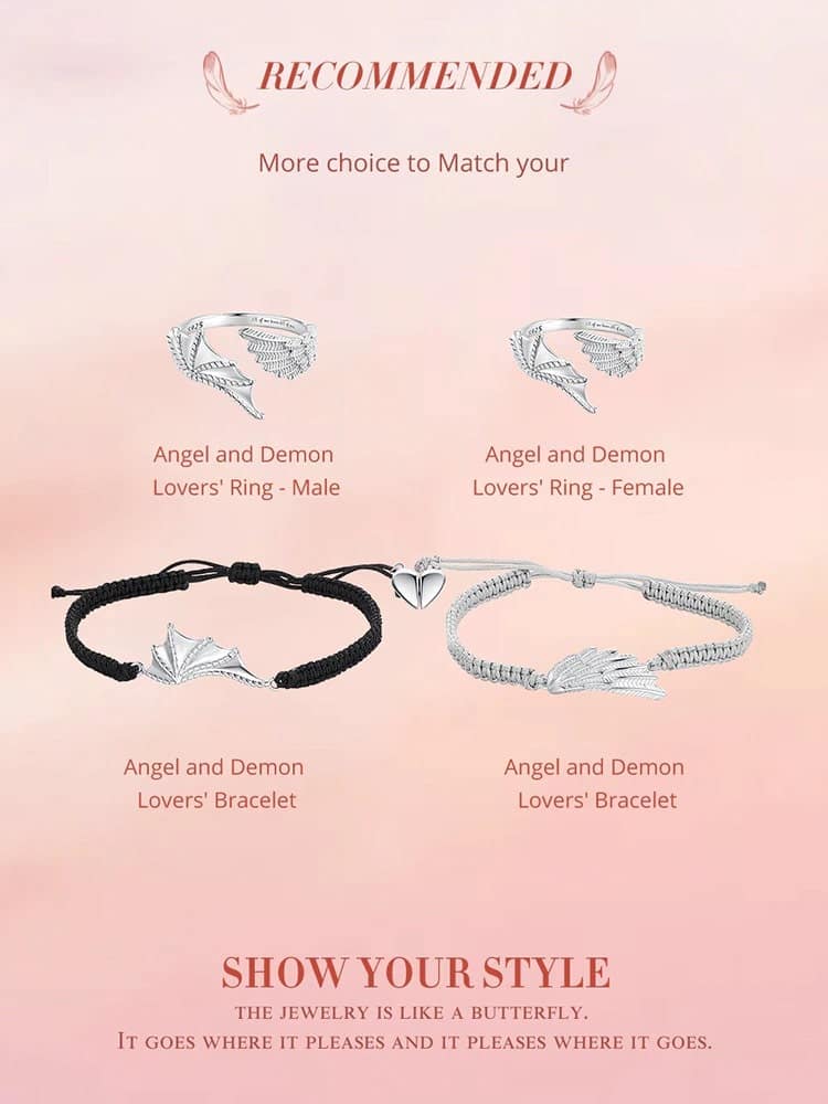 Angel Wing Rope Bracelet 14 Angel & Demon Lovers Collection | Go Glam Girl Jewelry shop