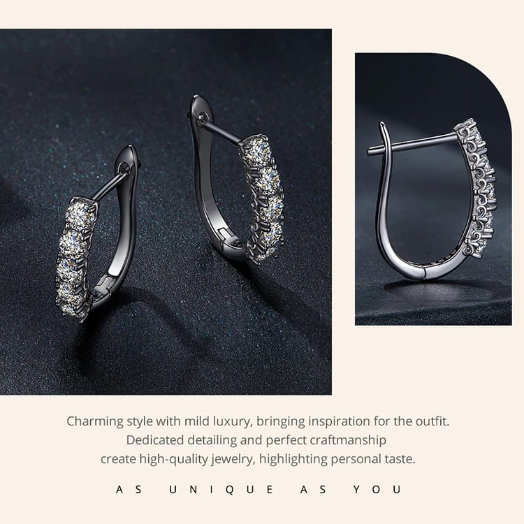 U-shaped Moissanite Hoop Earrings | S925 Sterling Silver | Go Glam Girl 19 S925 U-shaped Moissanite Hoop Earrings | Fine Jewelry | Go Glam Girl jewelry shop