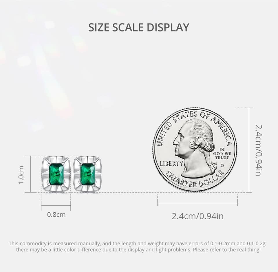 Shiny Green Zircon Rectangular Stud Earrings | S925 Sterling Silver | Go Glam Girl 12 S925 Shiny Green Zircon Square Stud Earrings | Simple Earrings Collection | Go Glam Girl jewelry shop