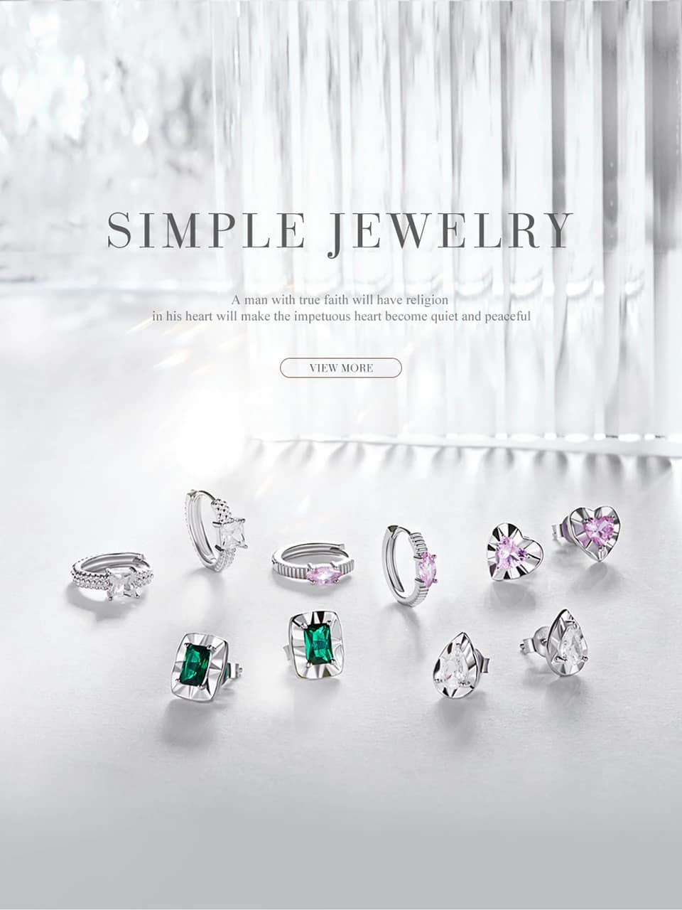 Pink Horse Eye Zircon Stripe Pattern Hoop Earrings | S925 Sterling Silver | Go Glam Girl 9 S925 Simple Earrings Collection | Go Glam Girl jewelry shop