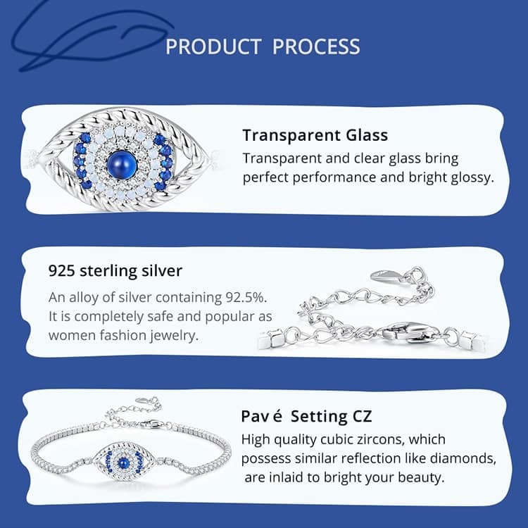 Adjustable Evil Eye Tennis Bracelet | S925 Sterling Silver | Go Glam Girl 16 S925 Adjustable Evil Eye Tennis Bracelet | Demon's Eye Collection | Go Glam Girl jewelry shop