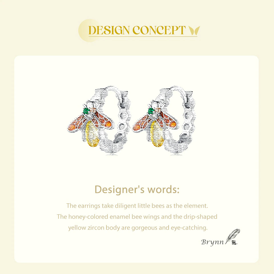 Honey Bee Hoop Earrings | S925 Sterling Silver | Go Glam Girl 11 S925 Honey Bee Hoop Earrings | Warm Spring Collection | Go Glam Girl jewelry shop