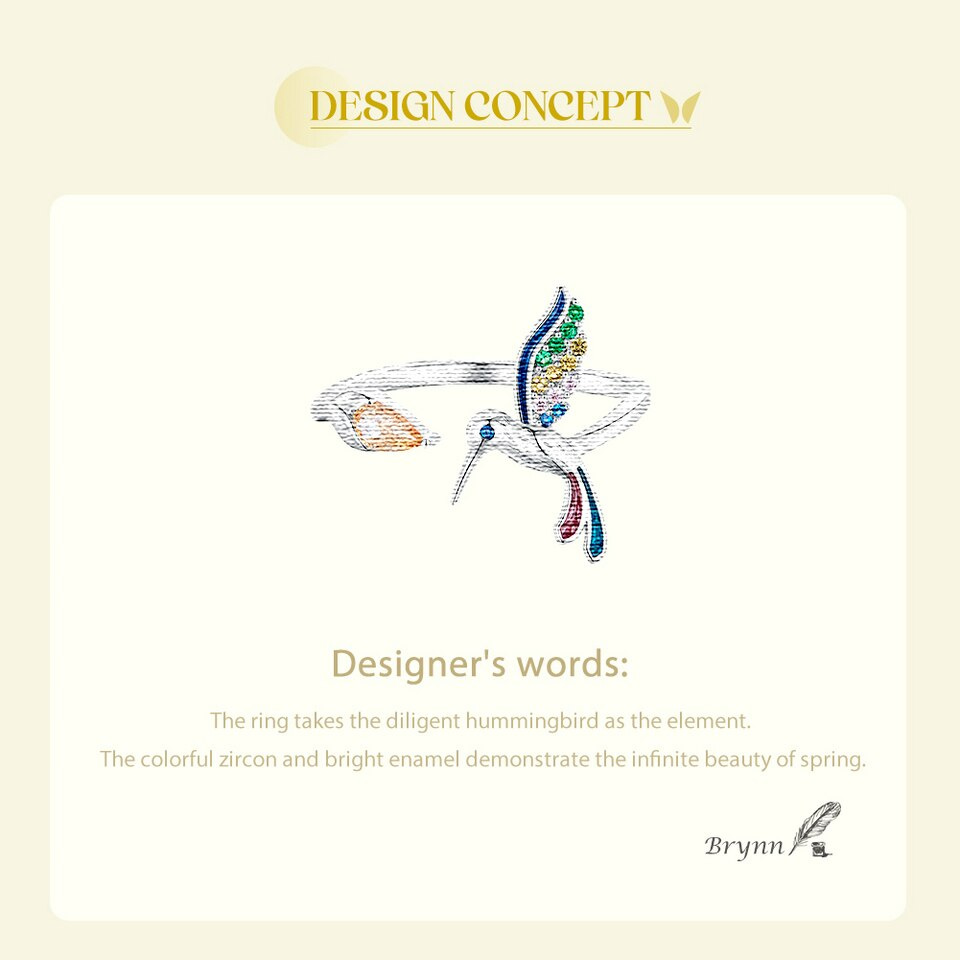 Colorful Hummingbird Ring | S925 Sterling Silver | Go Glam Girl 8 S925 Colorful Hummingbird Ring | Warm Spring Collection | Go Glam Girl jewelry shop