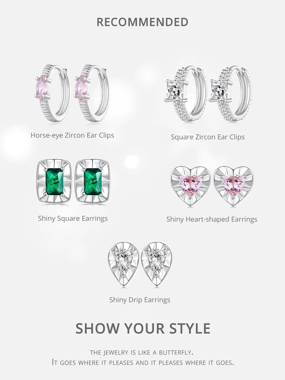 Pink Horse Eye Zircon Stripe Pattern Hoop Earrings | S925 Sterling Silver | Go Glam Girl 15 S925 Simple Earrings Collection | Go Glam Girl jewelry shop