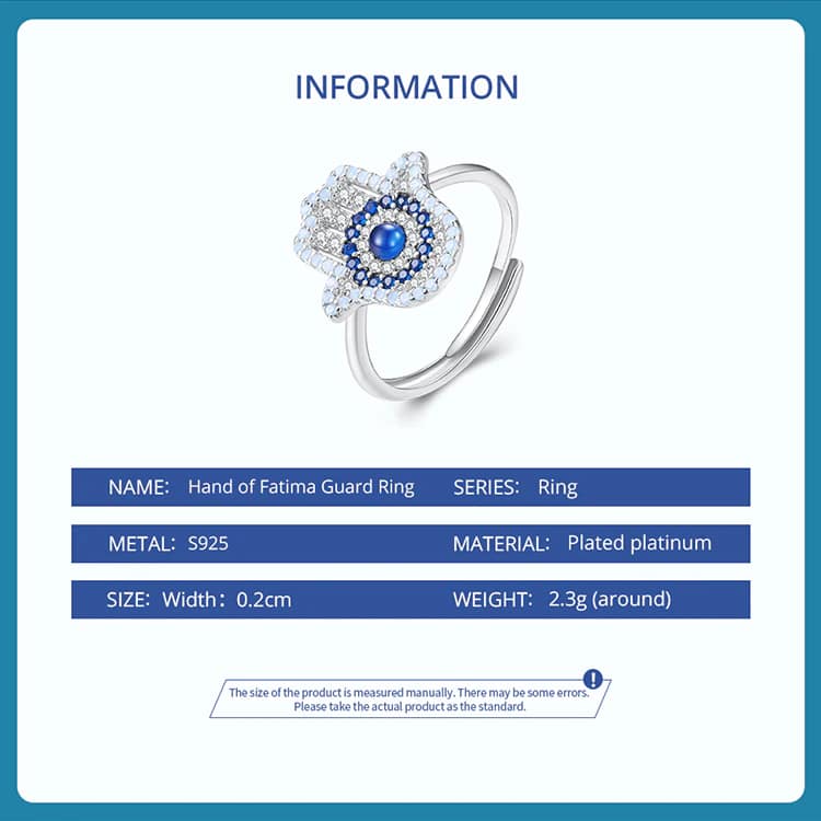 Fatima Hand Evil Eye Ring | S925 Sterling Silver | Go Glam Girl 11 S925 Fatima Hand Evil Eye Ring | Demon's Eye Collection | Go Glam Girl jewelry shop
