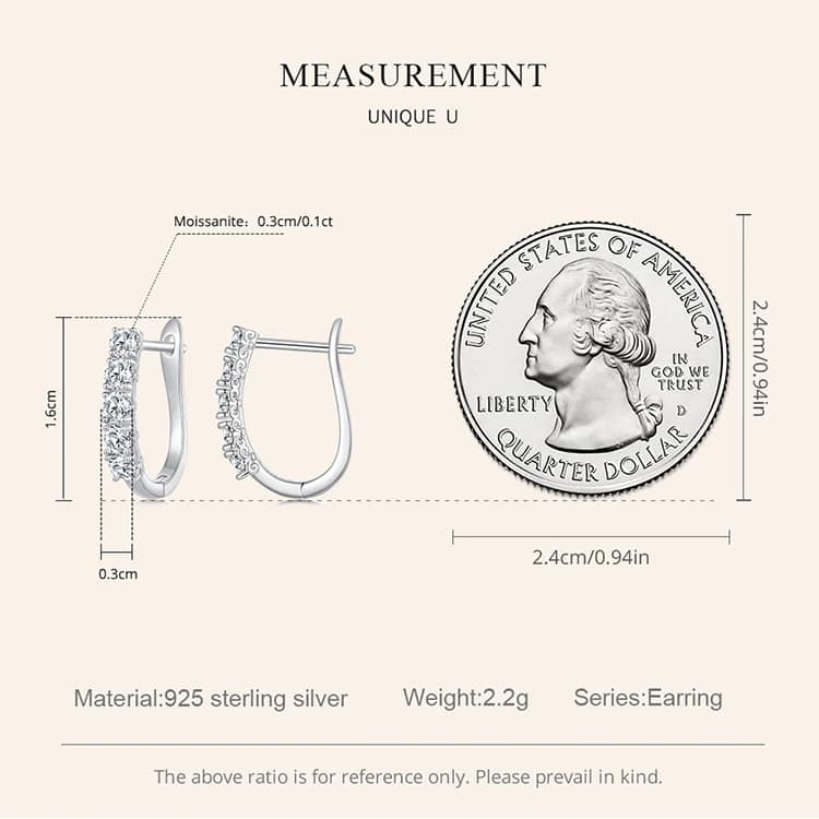 U-shaped Moissanite Hoop Earrings | S925 Sterling Silver | Go Glam Girl 12 S925 U-shaped Moissanite Hoop Earrings | Fine Jewelry | Go Glam Girl jewelry shop