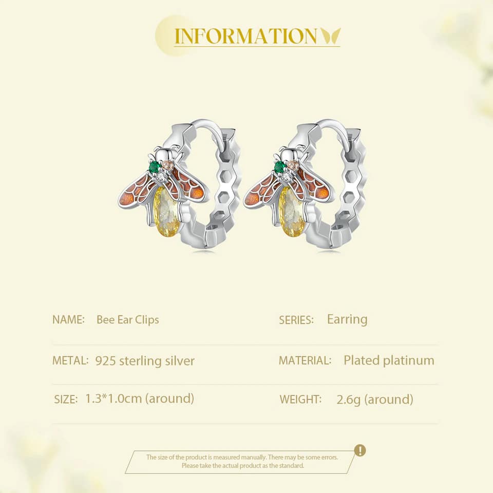 Honey Bee Hoop Earrings | S925 Sterling Silver | Go Glam Girl 12 S925 Honey Bee Hoop Earrings | Warm Spring Collection | Go Glam Girl jewelry shop