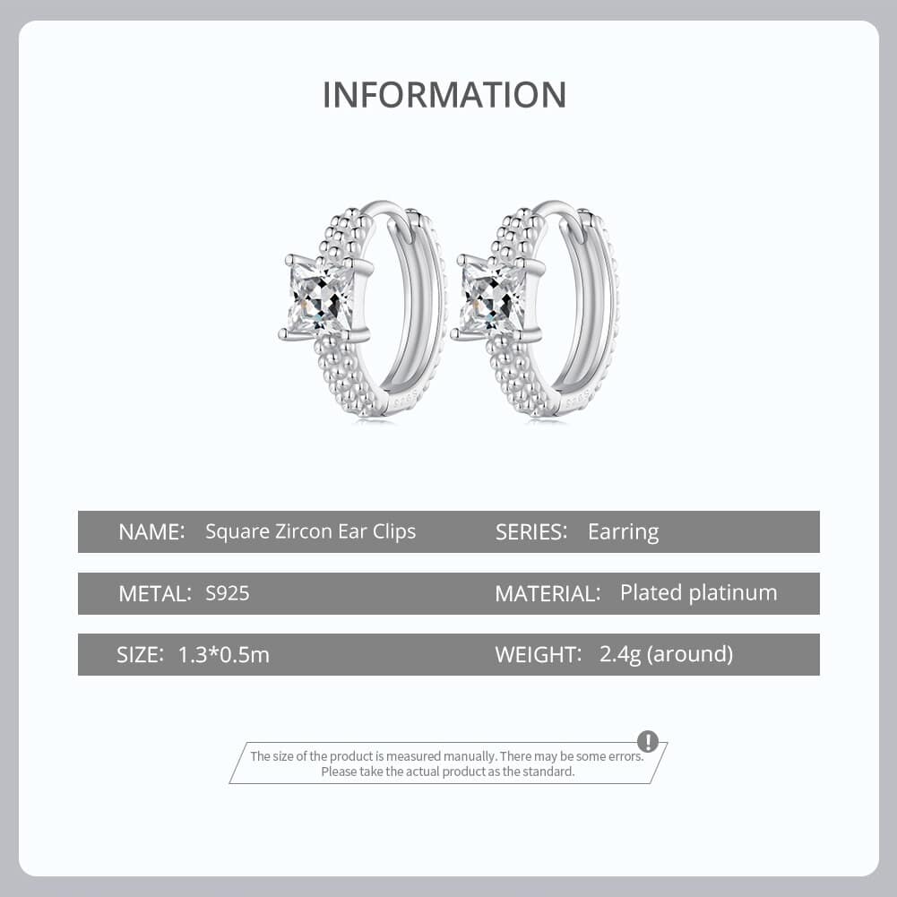 Shiny Square Zircon Rivet Pattern Hoop Earrings | S925 Sterling Silver | Go Glam Girl 11 S925 Shiny Square Zircon Rivet Pattern Hoop Earrings | Simple Earrings Collection | Go Glam Girl jewelry shop