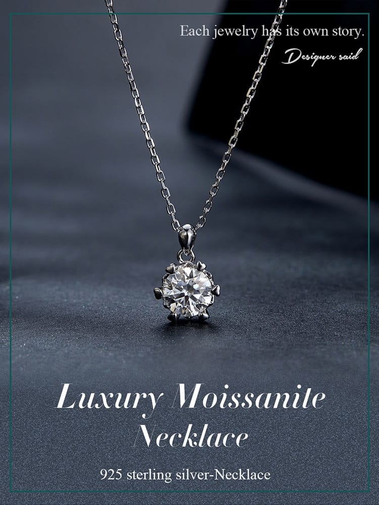 Elegant Classic Moissanite Necklace | S925 Sterling Silver | Go Glam Girl 5 S925 Elegant Classic Moissanite Necklace | Fine Jewelry | Go Glam Girl jewelry shop