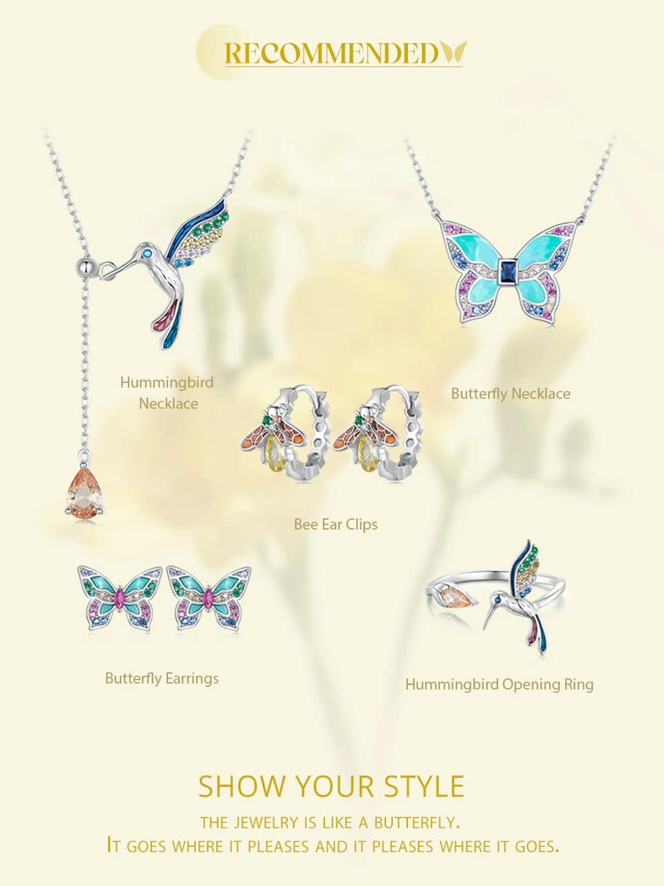 Colorful Hummingbird Ring | S925 Sterling Silver | Go Glam Girl 14 Warm Spring Collection | Go Glam Girl jewelry shop