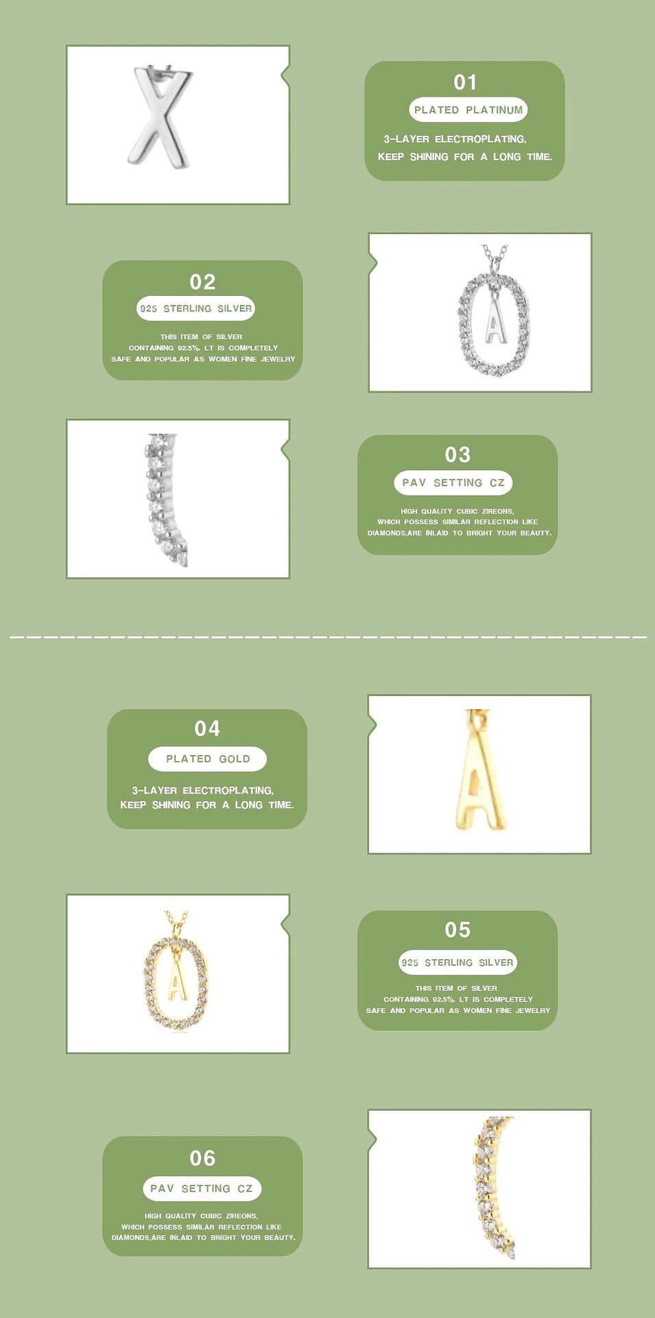 Clear Zircon Letter Necklace 55 Clear Zircon Letter Necklace - Express your look in the most elegant and subtle way with the Clear Zircon Letter Necklace. Hand-finished in gold plated sterling silver, this necklace features a letter initial surrounded by white cubic zirconia stones. Our initial pendants are designed so that each piece has a unique look, perfect to wear always with you or to make a very special gift. | 🚚 Free Standard Shipping 7-30 days | 🥇 Top Quality Product | 💎 100% S925 Sterling Silver | 🛡️ 100% Safe & Secure checkout