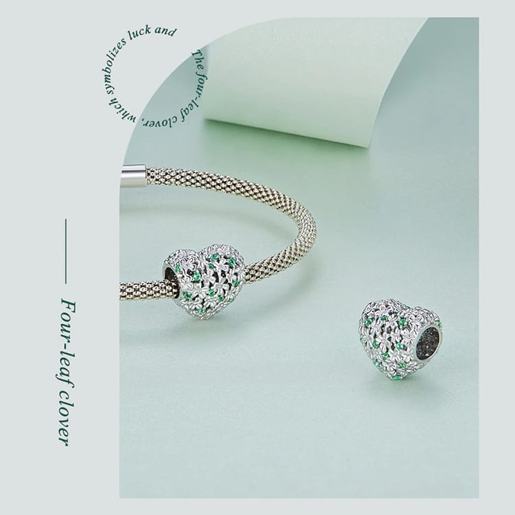 Lucky Heart Charm for Pandora Bracelet | S925 Sterling Silver | Go Glam Girl 15 S925 Lucky Heart Charm | Meet Luck Collection | Go Glam Girl jewelry shop