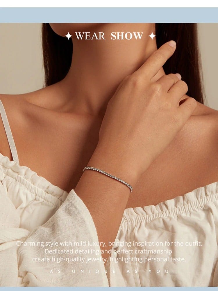 Adjustable Classic Tennis Bracelet | S925 Sterling Silver | Go Glam Girl 16 Adjustable Classic Tennis Bracelet | Go Glam Girl jewelry shop
