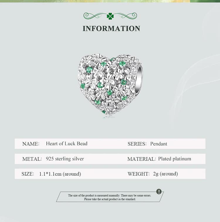 Lucky Heart Charm for Pandora Bracelet | S925 Sterling Silver | Go Glam Girl 12 S925 Lucky Heart Charm | Meet Luck Collection | Go Glam Girl jewelry shop