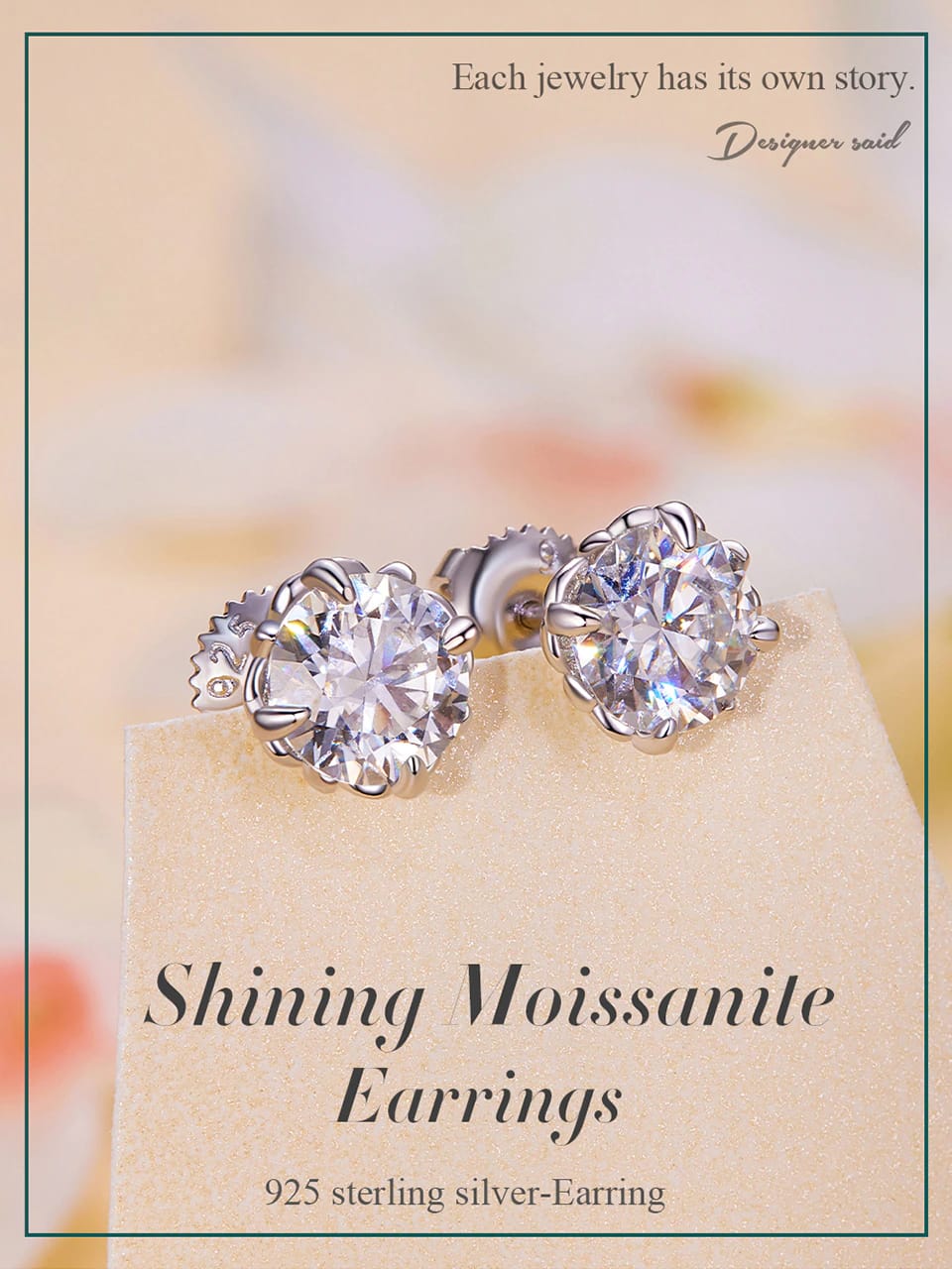 Classic Moissanite Stud Earrings 2 | S925 Sterling Silver | Go Glam Girl 9 S925 Classic Moissanite Stud Earrings | Fine Jewelry | Go Glam Girl jewelry shop