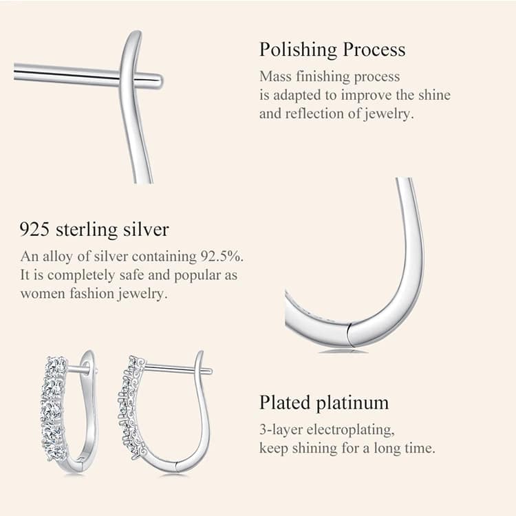 U-shaped Moissanite Hoop Earrings | S925 Sterling Silver | Go Glam Girl 13 S925 U-shaped Moissanite Hoop Earrings | Fine Jewelry | Go Glam Girl jewelry shop